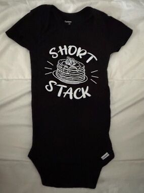 ⭐️2/$12 “Short Stack" Pancake Maker Black 18-24m Gerber Baby Onesie Bodysuit